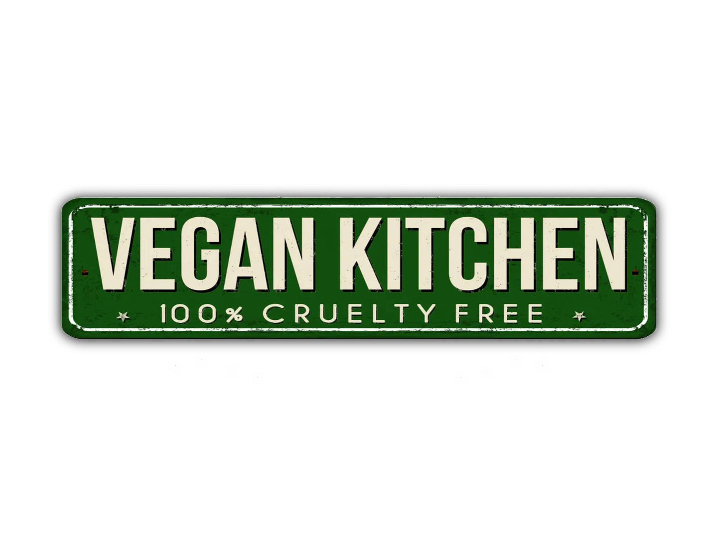 Vegan Kitchen Street Sign Cruelty Free Vegetarian Natural Vintage Style