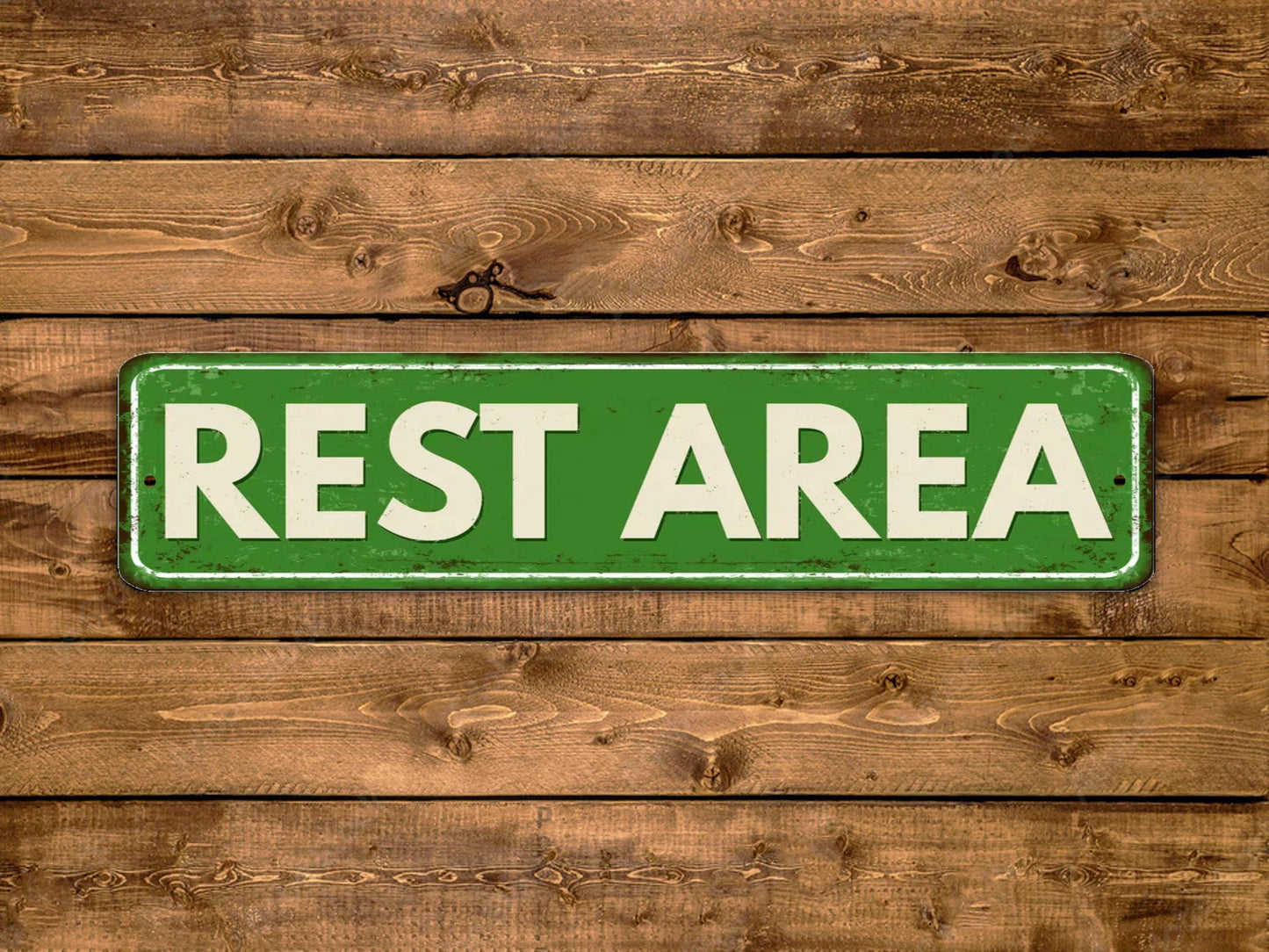 Rest Area Street Sign Truck Stop Vintage Style