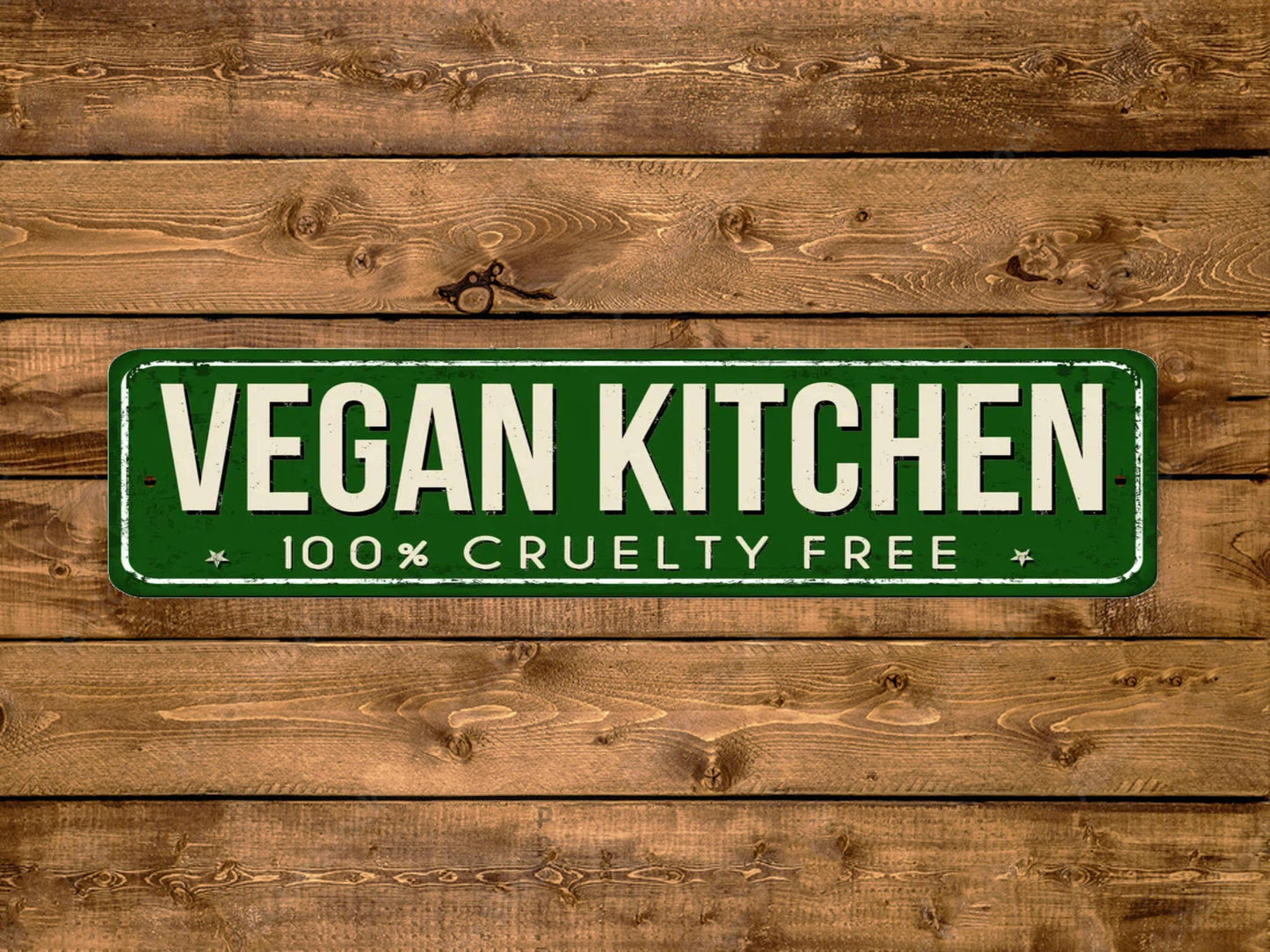 Vegan Kitchen Street Sign Cruelty Free Vegetarian Natural Vintage Style