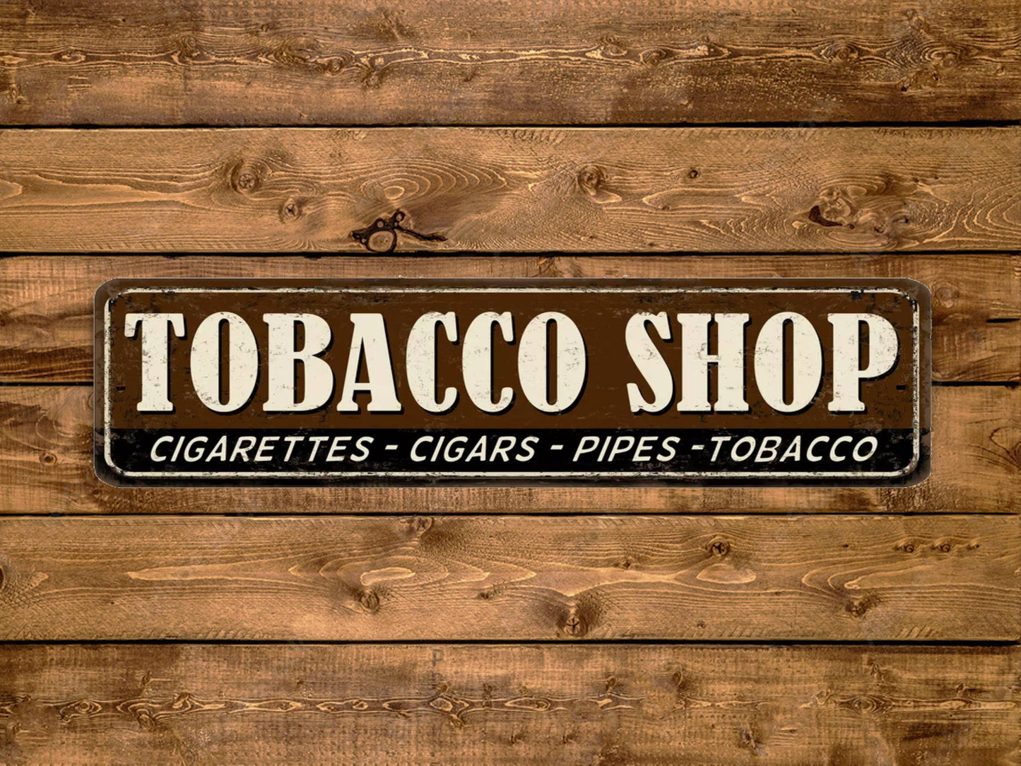 Tobacco Shop Street Sign Cigarettes Cigars Pipes Smoking Vintage Style