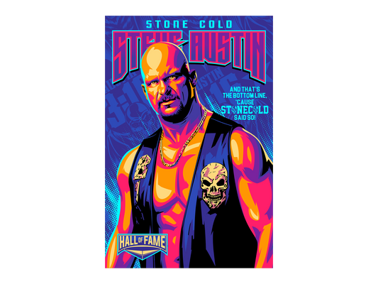 a poster of a wrestler with a skull on his chest