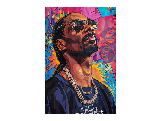 a painting of a man wearing sunglasses and a necklace