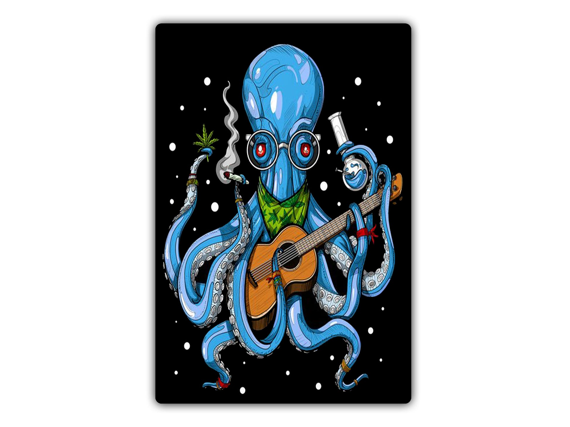 an octopus playing a guitar while wearing glasses