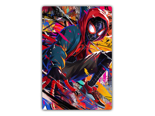 a painting of a spider man on a white background