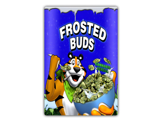 a bag of frosted buds with a tiger in it