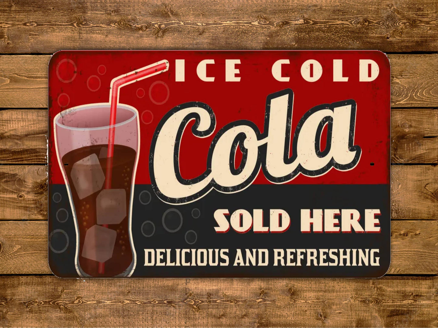 Ice Cold Cola Sign Sold Here Vintage Style