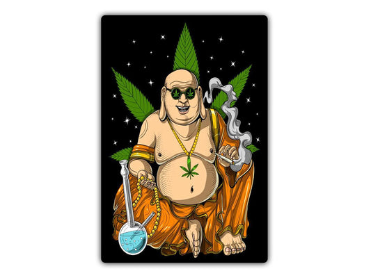 a poster of a man with a marijuana leaf on his chest