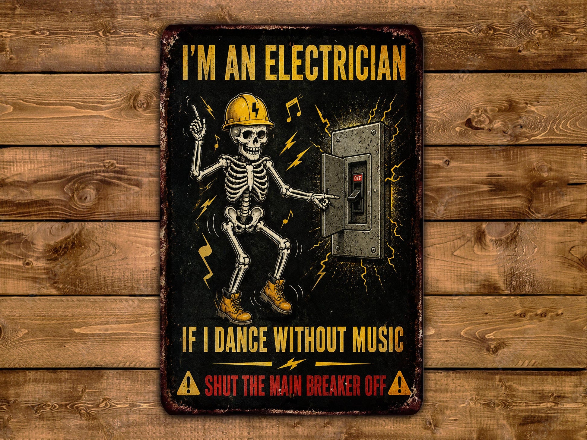 a sign that says i'm an electrician if i dance without music,