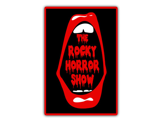 the rocky horror show logo on a black background