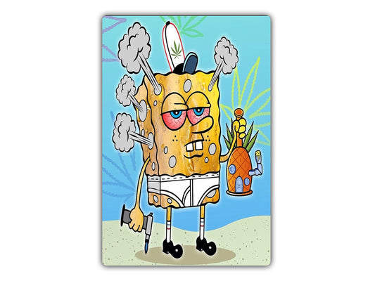 a cartoon picture of a spongebob holding a carrot