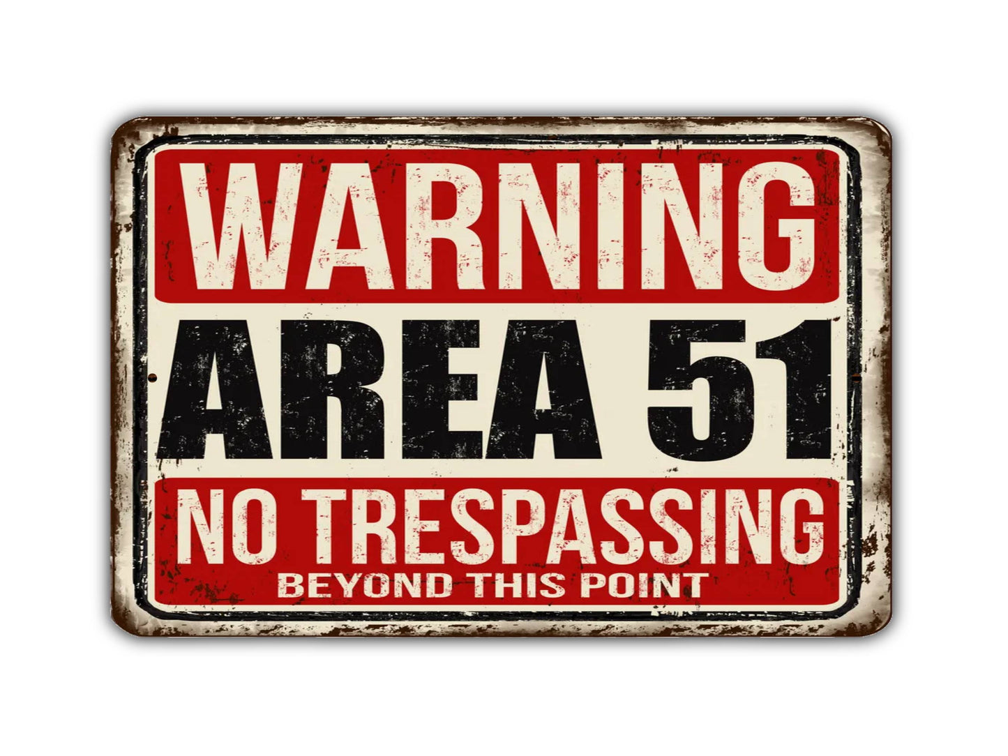 Warning Area 51 No Trespassing Vintage Style Metal Sign