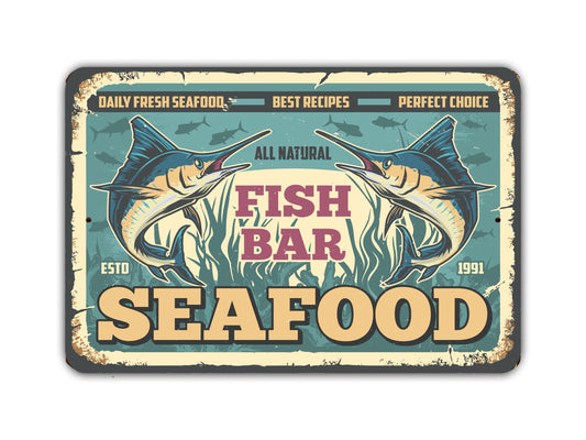 Seafood Fish Bar Sign Ocean Vintage Style