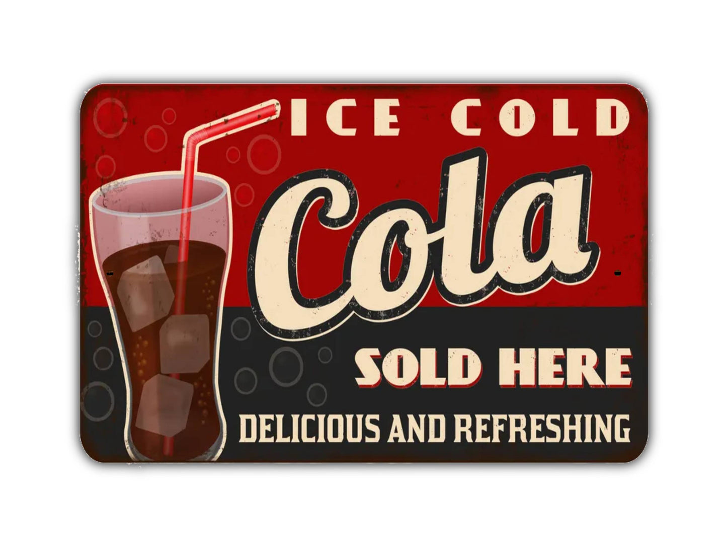 Ice Cold Cola Sign Sold Here Vintage Style