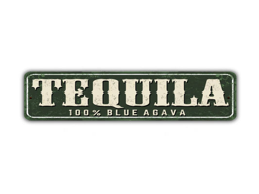 Tequila Street Sign Blue Agave Bar Cocktail Vintage Style