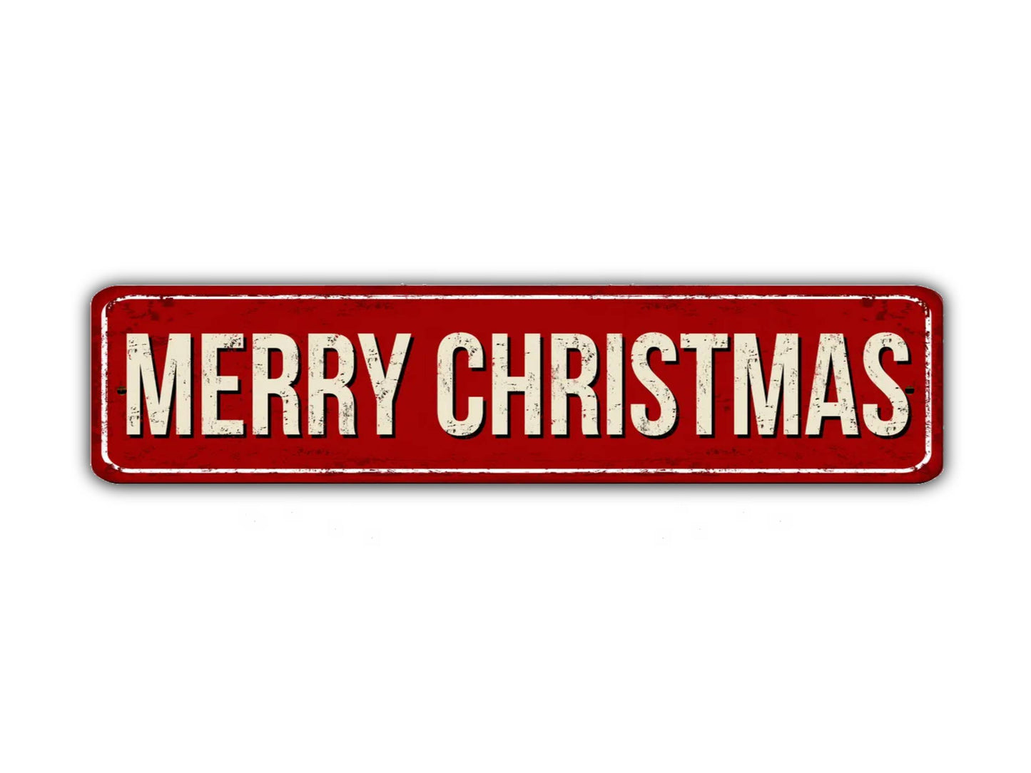 Merry Christmas Street Sign Holiday Santa  Vintage Style