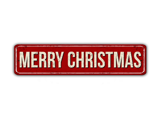 Merry Christmas Street Sign Holiday Santa  Vintage Style