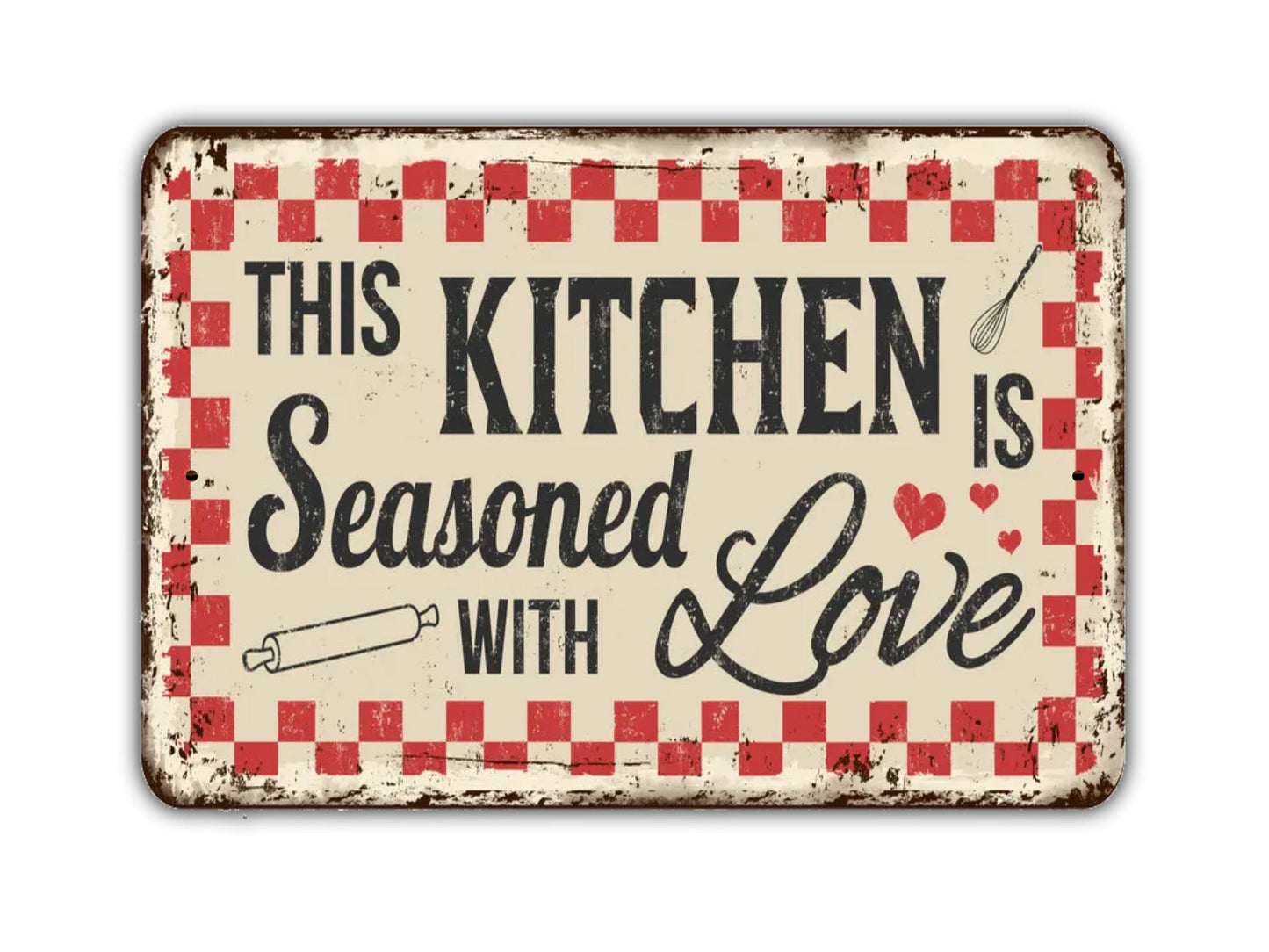 This Kitchen Is Seasoned With Love Sign Cooking Home Vintage Style