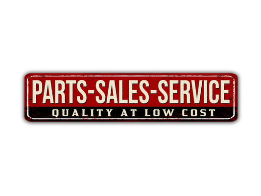Parts Sales Service Street Sign Quality At Low Cost Body Shop Mechanic Auto Car Vintage Retro Rustic Gift Metal Print Present Style