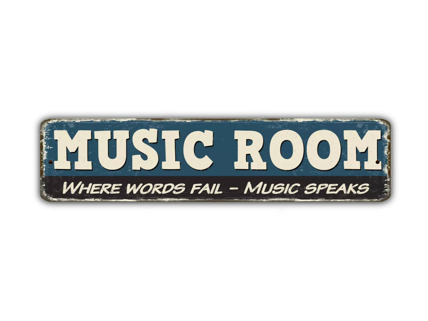 Music Room Street Sign Where Words Fail Music Speaks Vintage Style