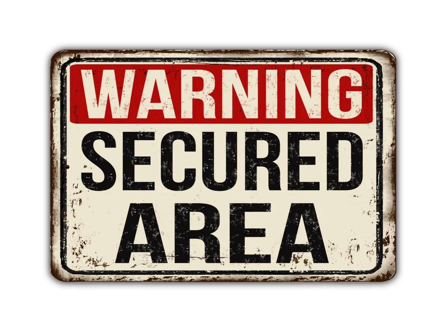 Warning Secured Area Vintage Style Metal Sign