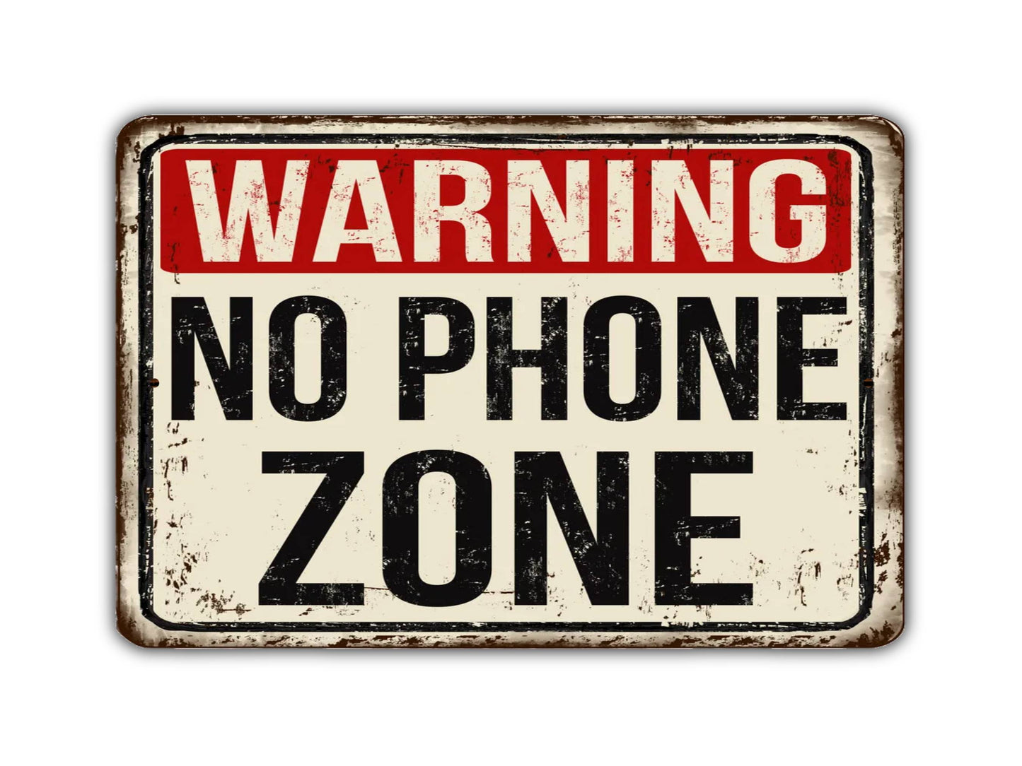 Warning No Phone Zone Vintage Style Metal Sign