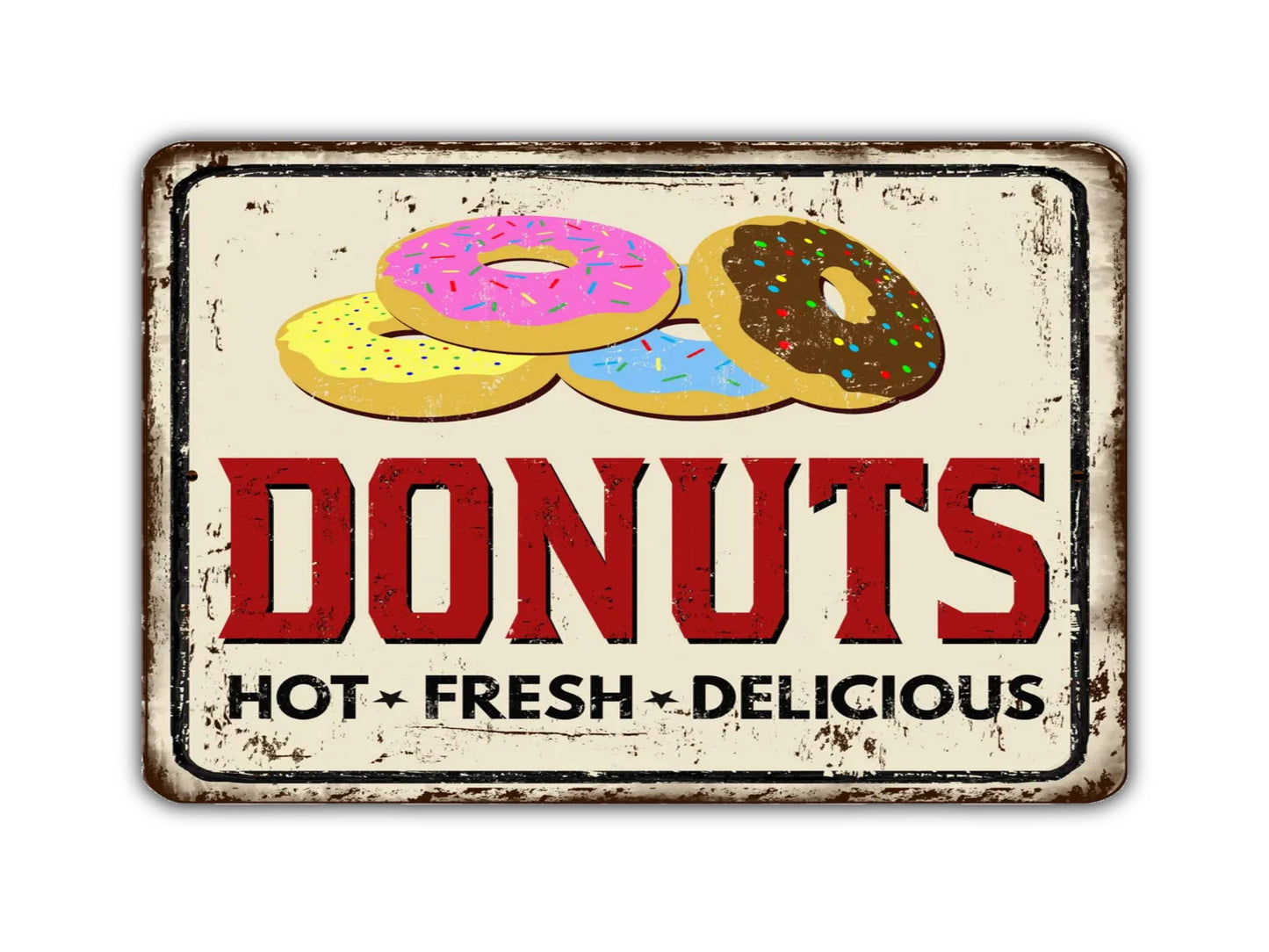 Donuts Sign Hot Fresh Delicious Vintage Style