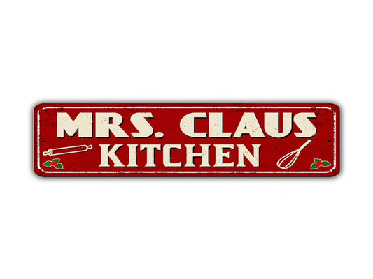 Mrs. Claus Kitchen Street Sign Santa Christmas Holiday Vintage Style