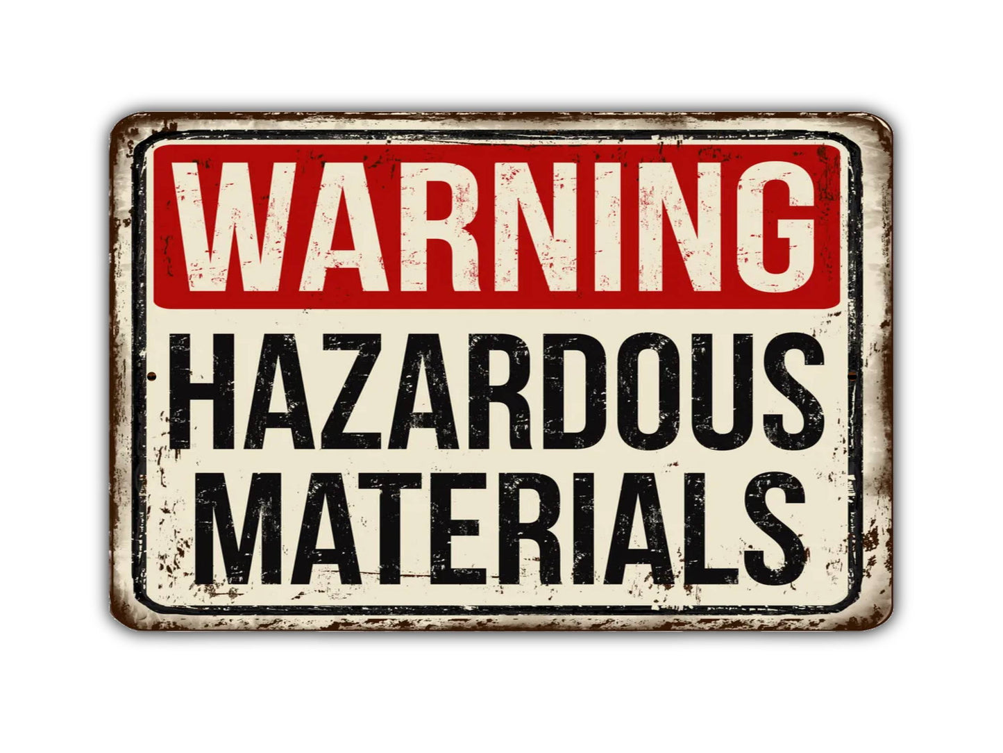 Warning Hazardous Materials Vintage Style Metal Sign