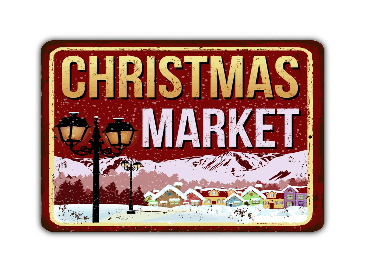 Christmas Market Vintage Style Metal Sign