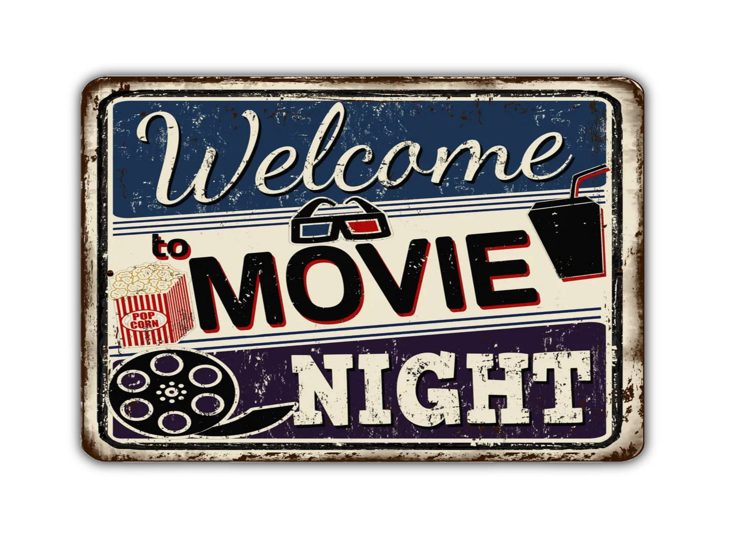 Welcome To Movie Night Vintage Style Metal Sign