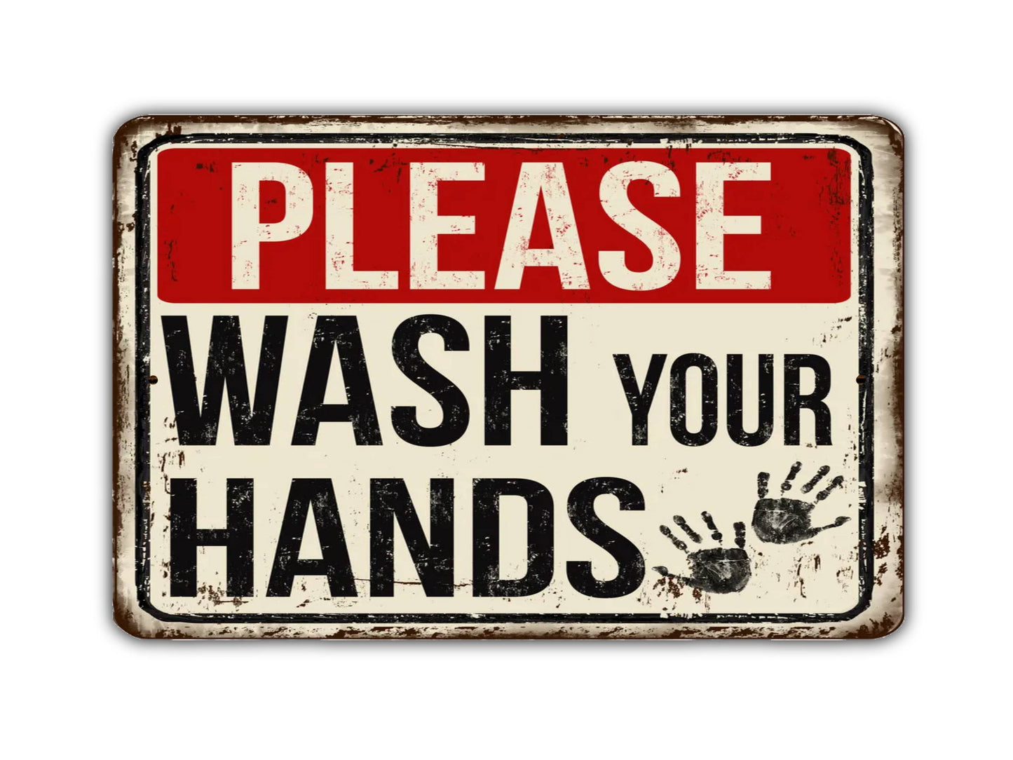 Please Wash Your Hands Vintage Style Metal Sign