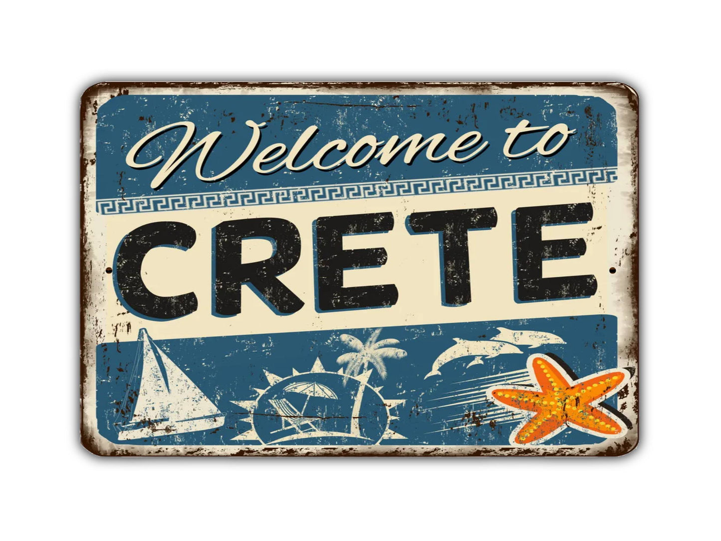 Welcome To Crete Vintage Style Metal Sign