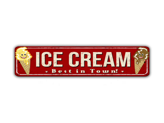 Ice Cream Street Sign Best In Town Vintage Style