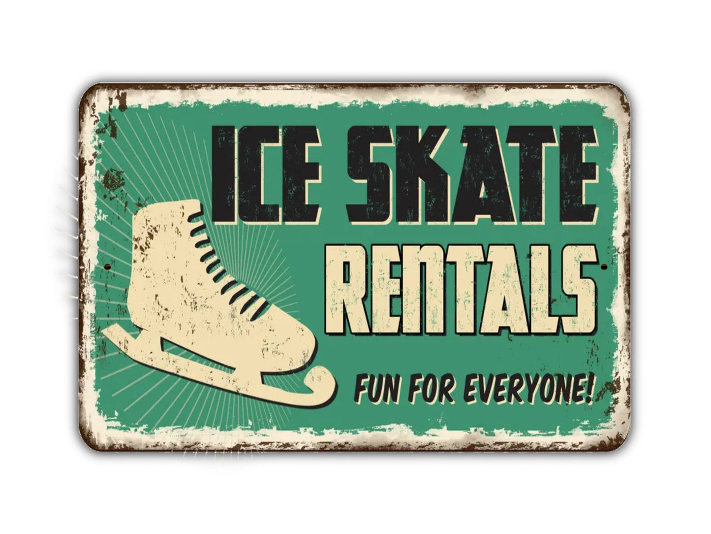 Ice Skate Rentals Sign Vintage Style