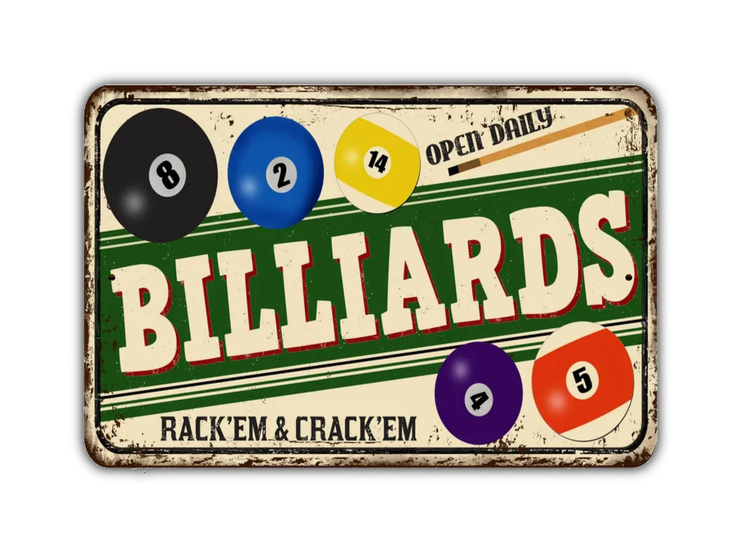 Billiards Sign Pool Hall Vintage Style