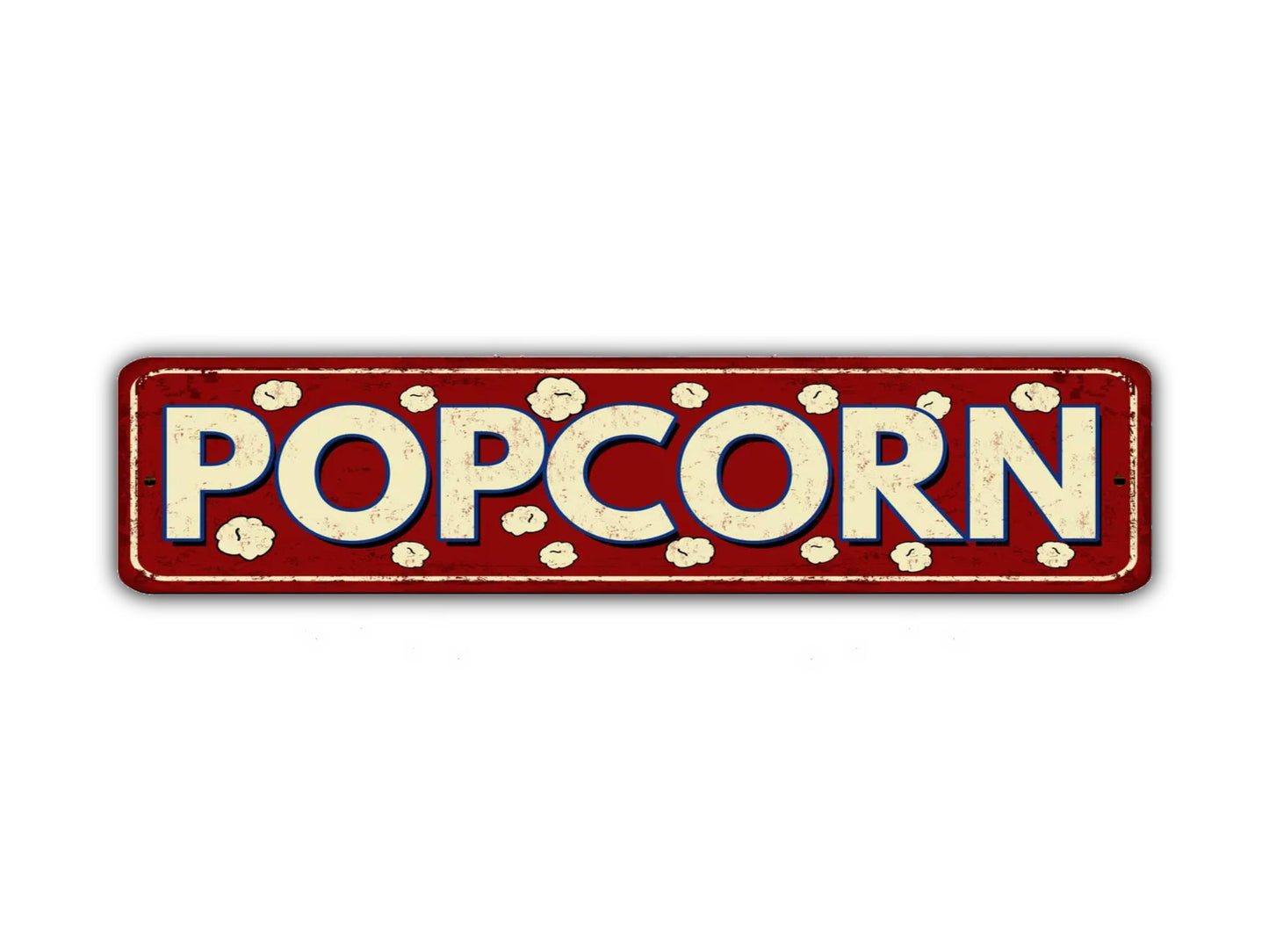 Popcorn Street Sign Movie Theater Snacks Vintage Style