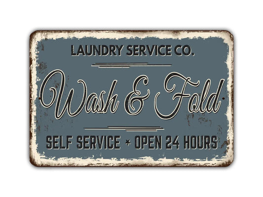 Laundry Service Wash and Fold sign Vintage Style