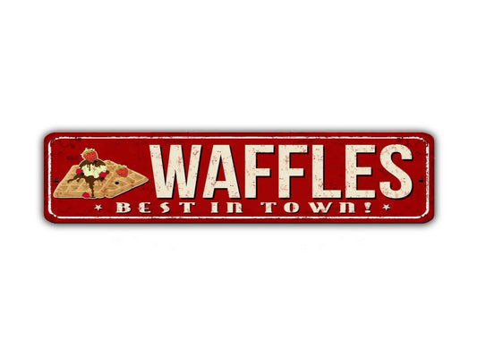 Waffles Street Sign Best In Town Breakfast Vintage Style