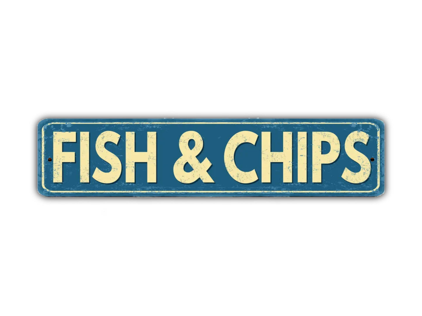 Fish And Chips Street Sign Vintage Style