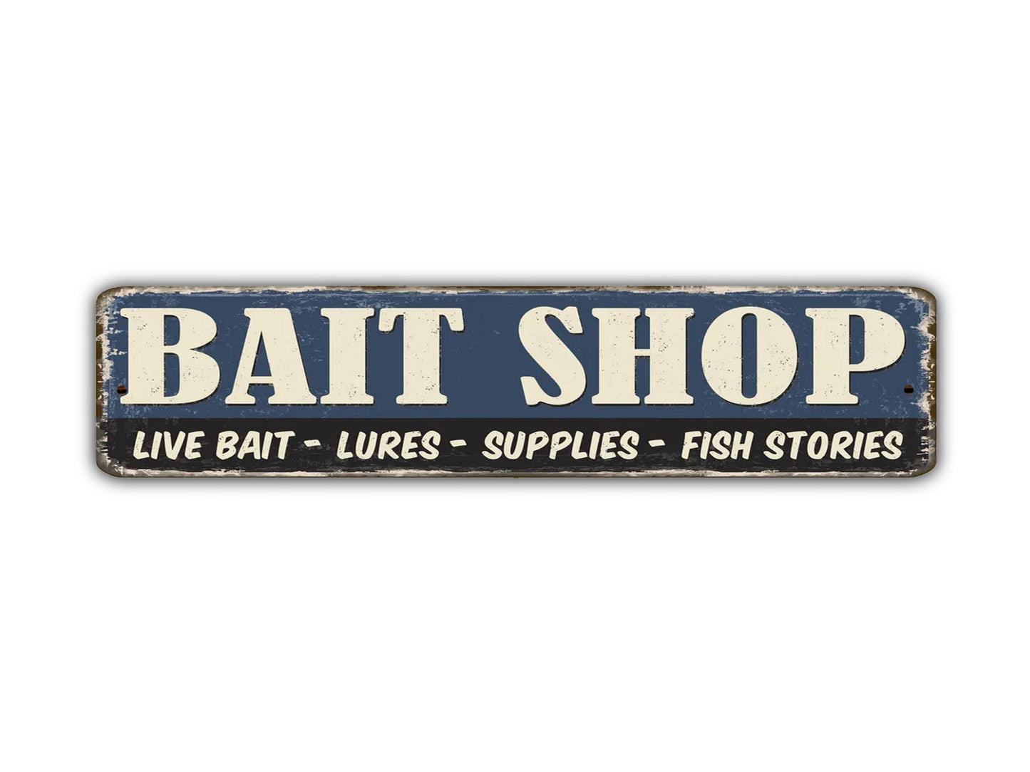 Bait Shop Street Sign Live Fish Fishing Tackle Vintage Style