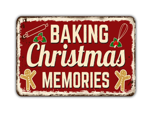 Baking Christmas Memories Sign Vintage Style