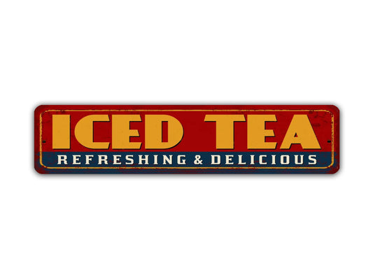 Iced Tea Street Sign Refreshing And Delicious Vintage Style