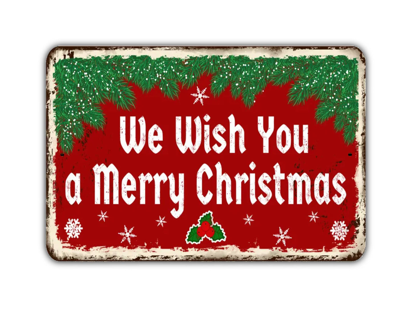 We Wish You A Merry Christmas Sign Vintage Style