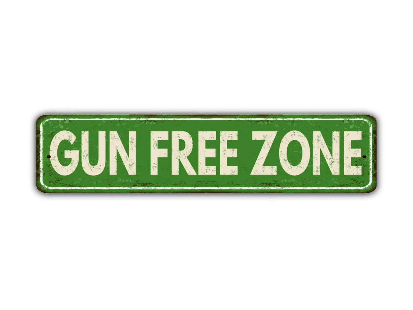 Gun Free Zone Street Sign Vintage Style