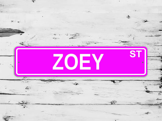 Zoey Street Sign Personalized Custom Name Gift