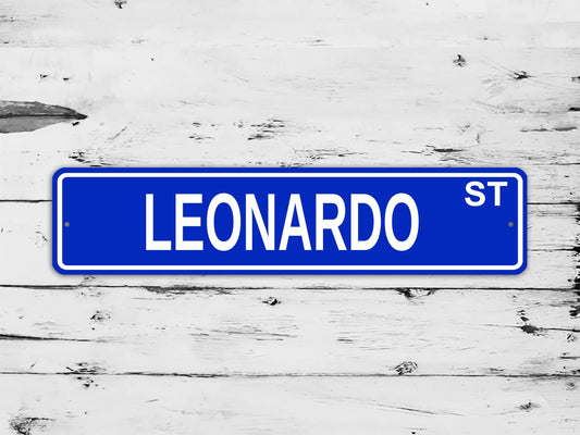 Leonardo Street Sign Personalized Custom Name Gift