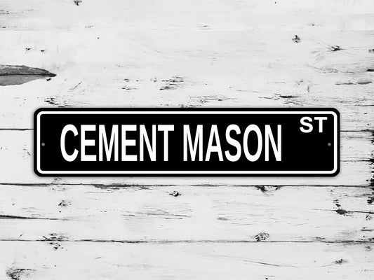 Cement Mason Street Sign