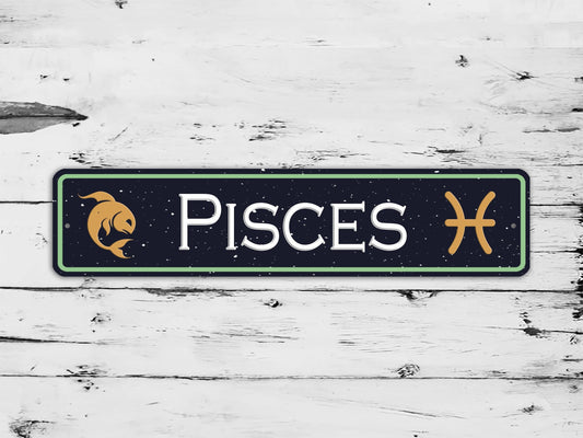 Pisces Zodiac Metal Sign The Fish Astrology Aluminum Street Sign