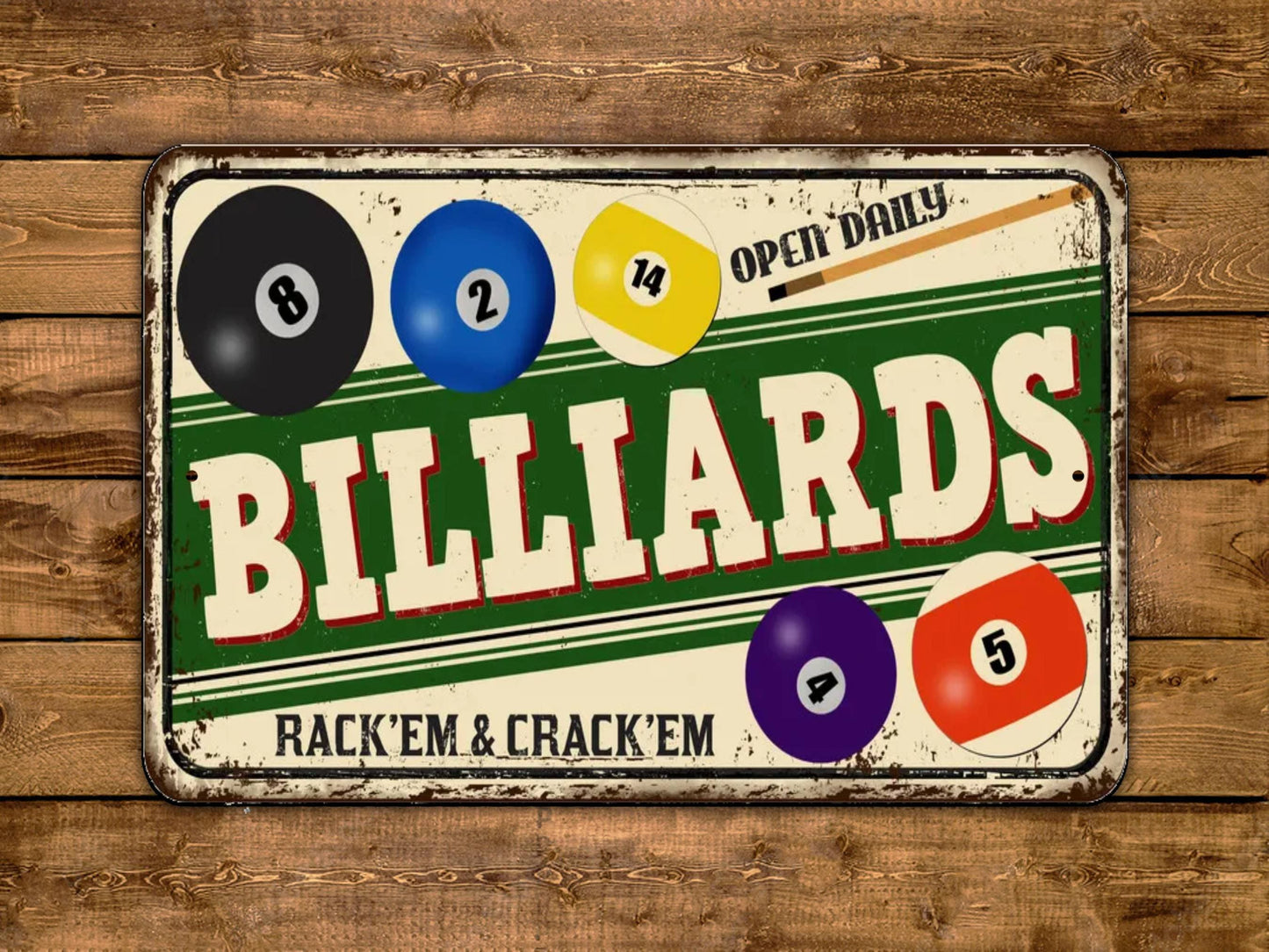 Billiards Sign Pool Hall Vintage Style