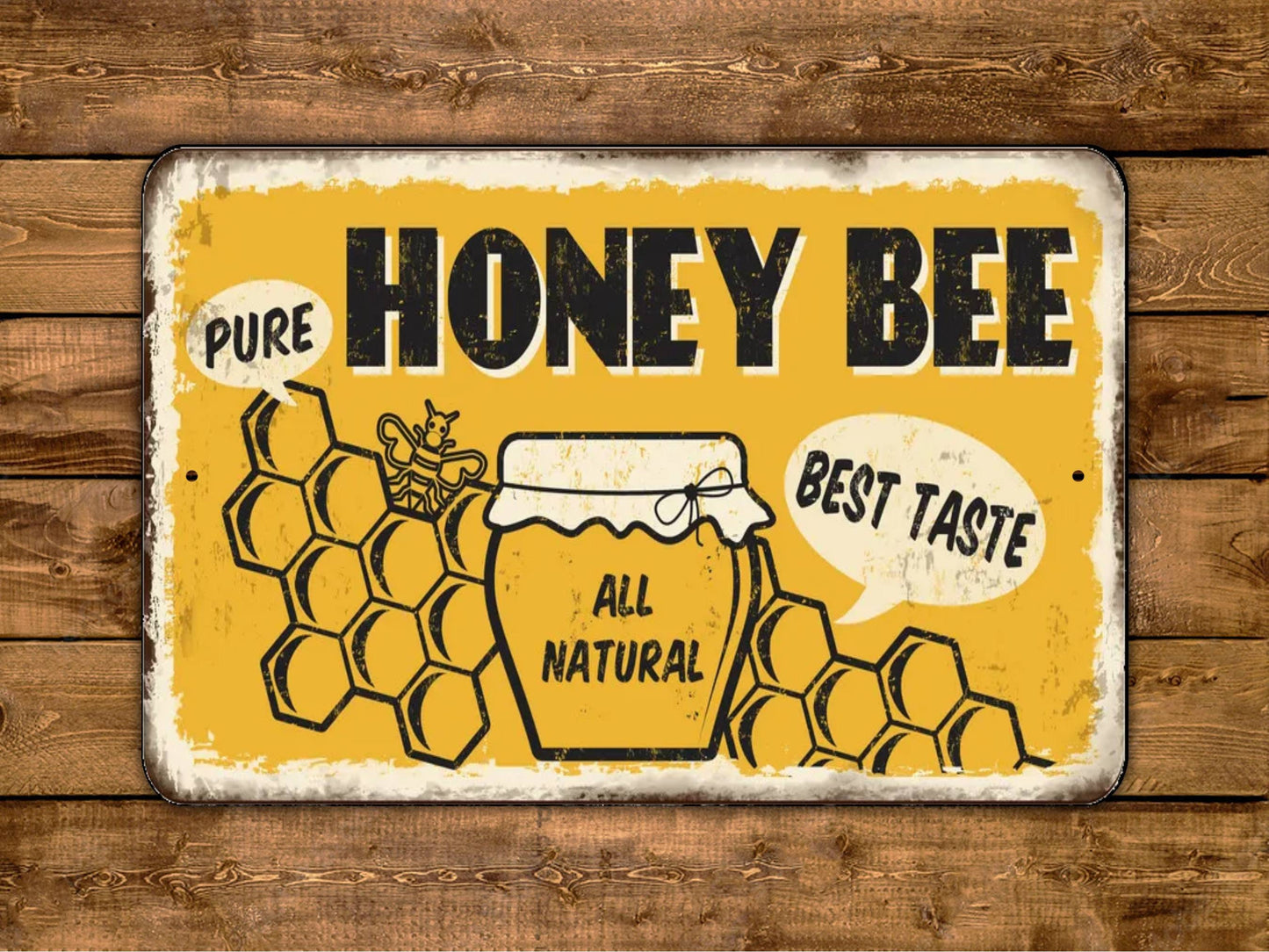 Honey Bee Sign All Natural Vintage Style